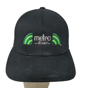 Pacific Headwear Men's Snapback Mesh Back Hat Black Adjustable Metro Diner Logo